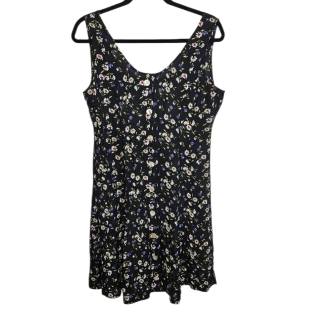 Vintage 90s Dress New York Style Flower Button Medium Whimsigoth Fairycore